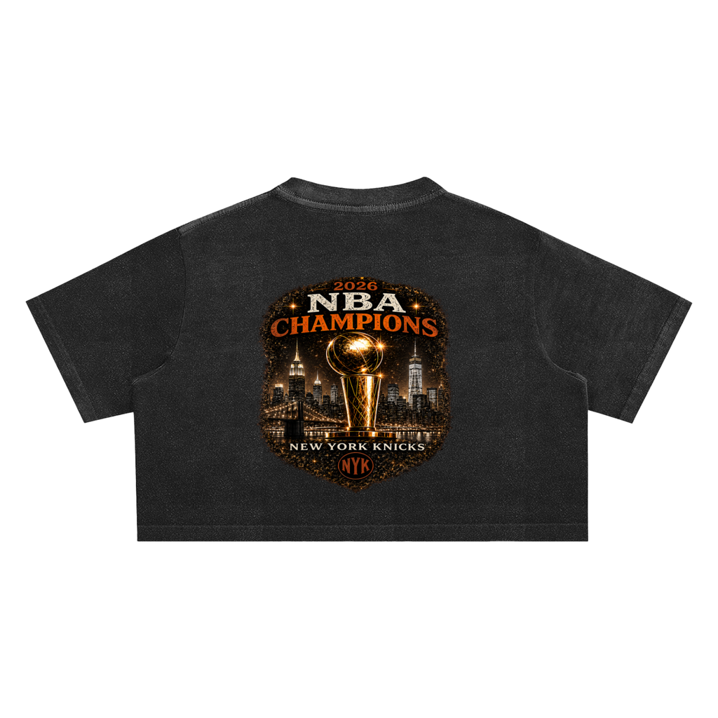 "IT WAS WRITTEN 2026 NBA CHAMPIONS" Snow Washed Crop Top