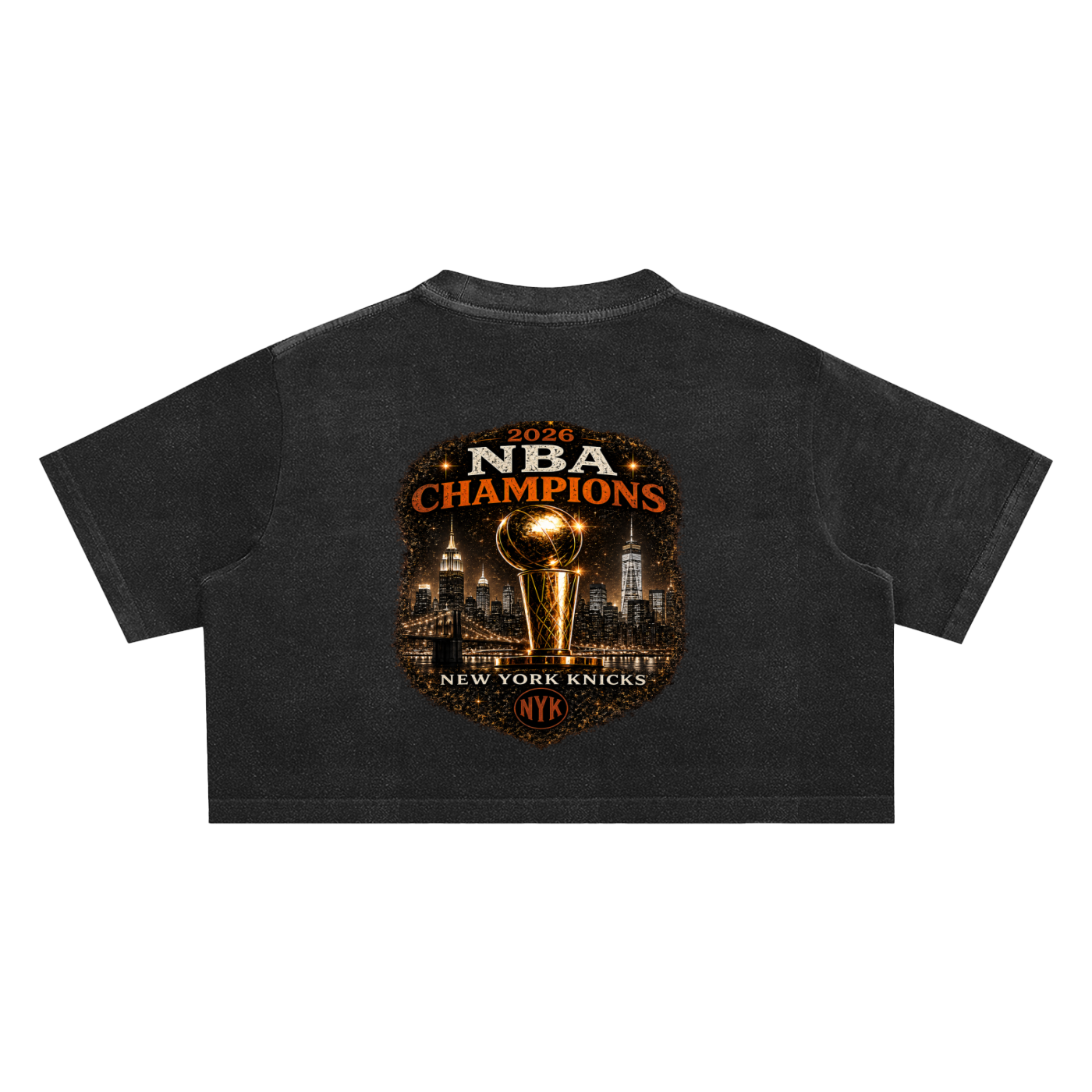 "IT WAS WRITTEN 2026 NBA CHAMPIONS" Snow Washed Crop Top