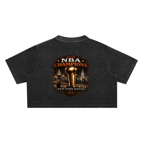 "IT WAS WRITTEN 2026 NBA CHAMPIONS" Snow Washed Crop Top