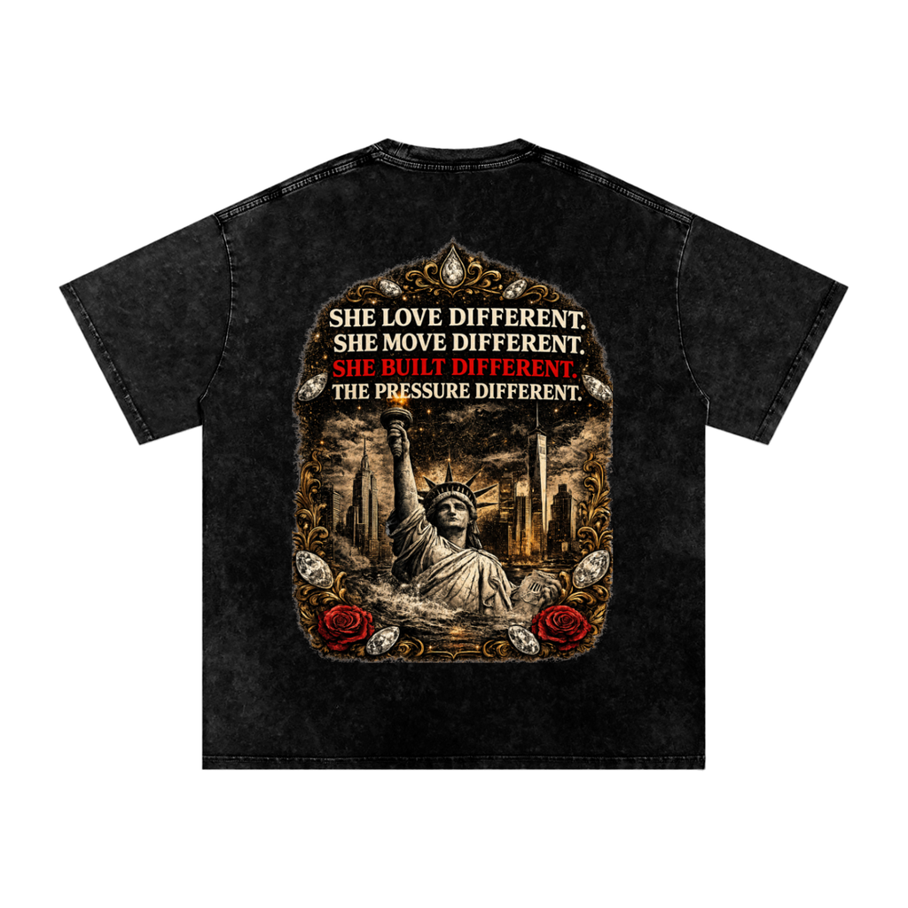 MEN'S "AINT NOTHIN LIKE A NEW YORK WOMAN TRUST ME" Snow Washed Oversized Cotton T-Shirt